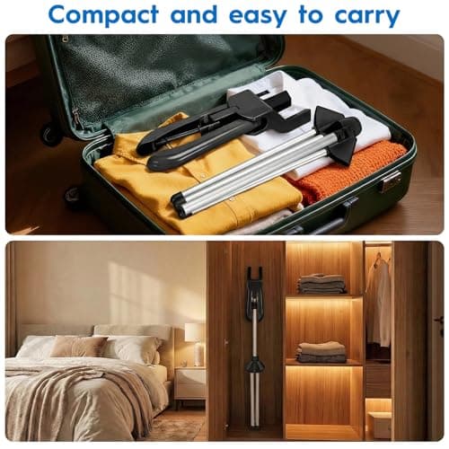 Steamer Stand for Clothes with Ironing Gloves & Carrying Bag Portable Adjustable Garment Steamer Stand Handheld Steamer Hanger Rack for Travel Home, Black - Thumbnail 5