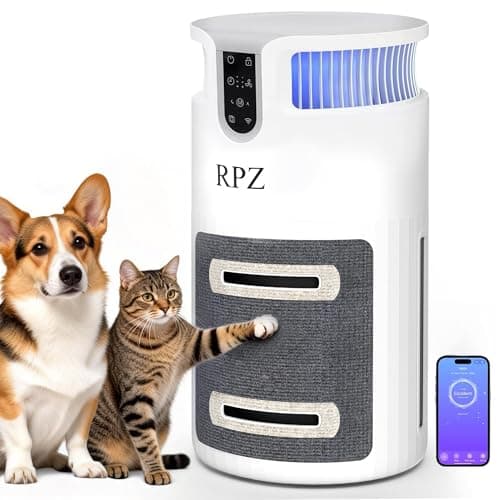 RPZ Smart Pet Air Purifier for Home Large Room, HEPA Air Cleaner for Cat and Dog Homes with WiFi App Control and Washable Filter, for Pet Hair and Dander, PM2.5 Monitor, Auto Mode, Cat Scratcher - Image 1