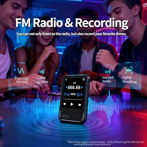 MP3 Player with Bluetooth,Mini MP3 Player with Speaker,Built-in Micro SD Card Slot,Portable Music Player with FM Radio,Video,Voice Recorder,Earphones, for Kids,Sports and Gifts,Max 512GB Expand - Thumbnail 3