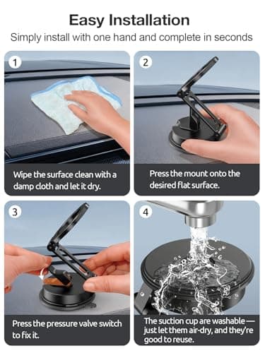 Gorablix Foldable Magnetic Phone Holder for Car, 360°Rotation Cell Phone Car Mount with Strong Stable Suction, Car Phone Holder for MagSafe Compatible with iPhone 17 Pro Max 16 15 14 13 12 Plus - Thumbnail 6