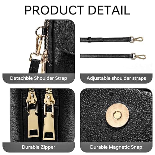 Kiss Sea Small Crossbody Bags for Women Leather Multi Pocket Cell Phone Purse with RFID Blocking Card Slots for Everyday Use - Thumbnail 6