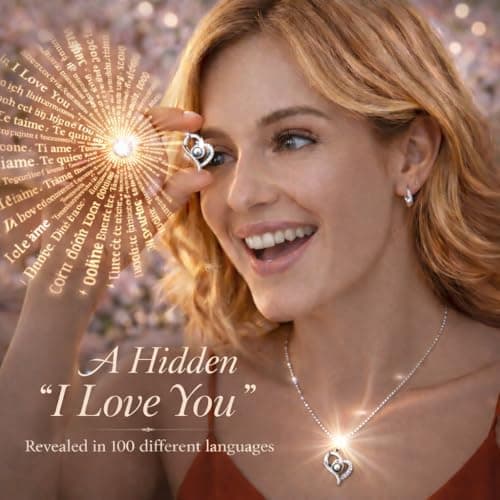 cdco Forever Love Preserved Real Rose with Heart Necklace, Mothers Day Gifts for Mom, Wife, Anniversary Birthday Gifts for Women – Projects “I Love You” in 100 Languages - Thumbnail 4