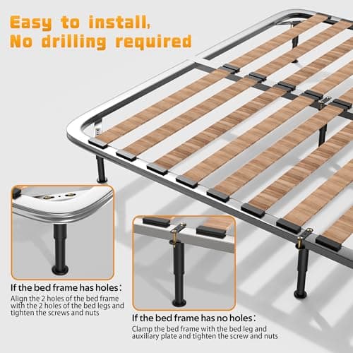 Wlrrcwdttc 4 Pcs Adjustable Height Bed Support Legs 7.08-13 inch, Bed Frame Center Support Legs for Bed Frame/Bed Center Slat/Furniture, Heavy Duty Metal Bed Replacement Legs Bed Slats Support Legs - Thumbnail 5