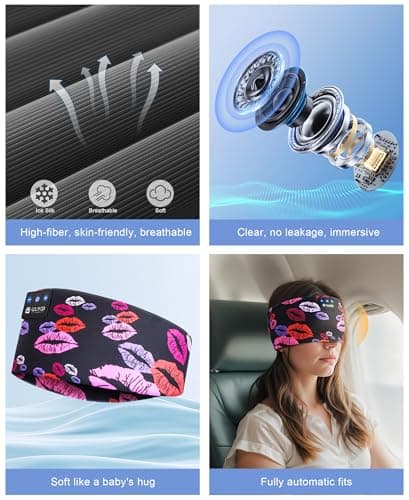 LOVE EYE Sleep Headphones Wireless Headband Headphones Bluetooth 5.4 for Side Sleeper Bluetooth Headband Earphones for Sports for tech Gadgets Gifts - Thumbnail 4