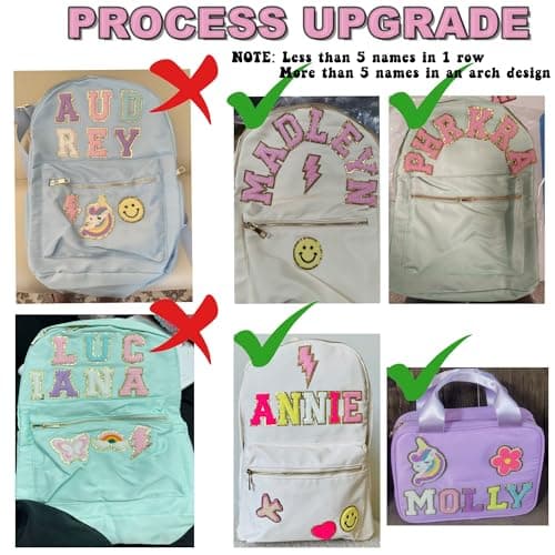ROSLILY Personalized Backpack Lunch Bag for Girls Boys Toddles Custom Back To School Backpack With Name Patch Custom Nylon Waterproof School Backpack for School Travel Easter Basket Stuffers - Thumbnail 2