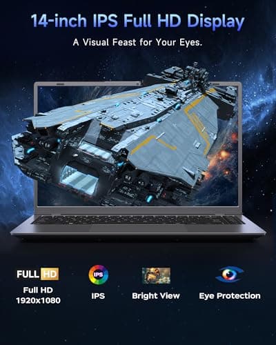 Zrasu 14" Laptop Computer,Pentium Gold 6500Y (Up to 3.4GHz), 32GB RAM 1TB SSD, Grey Laptops with Type-C, HDMI, USB3.2, BT5, WiFi 5, Lightweight Business Laptop - Thumbnail 2