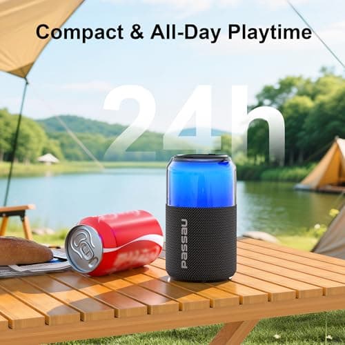 Passau Portable Bluetooth Speaker with Lights Show, 15W Loud Clear Sound, White Elephant Gifts for Adults, BT 5.4, LED Lights up Speakers Stocking Stuffers Gifts for Kids, Teen, Girls, Boys (2 Pack) - Thumbnail 4