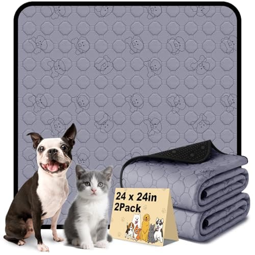 Fomeiodo Washable Pee Pads for Dogs, 24"x24" 2 Pack Reusable Puppy Training Pads, Super Absorbent Waterproof Leak-Proof, Non-Slip Bottom, Heavy Duty Whelping Pads for Crate, Playpen, Bed, Floor
