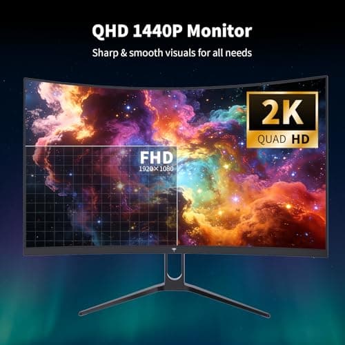 KTC H27S5C 27" Curved Gaming Monitor, 1440P QHD 144Hz 120Hz Monitor, 1500R HVA Panel, HDR400, Adaptive Sync, 400nits, HDMI 2.0 x2, DP 1.4, VESA 100x100 PC Monitor - Thumbnail 2