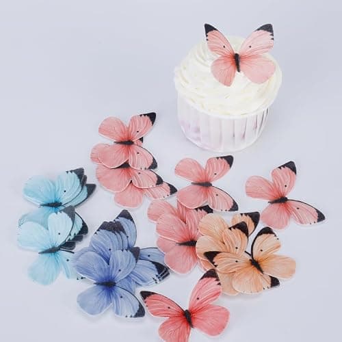 50Pcs Edible Butterflies for Cake Decorating Small Pastel Colorful Butterfly Cake and Cupcake Toppers Wafer Paper butterfly Decorations for Wedding Baby shower Birthday Cake Topper (Mixed Colors) - Thumbnail 4