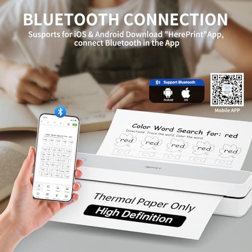 iDPRT Portable Inkless Printer for Travel,Wireless Thermal Printers Support 8.5" x 11" US Letter/A4,Small Mobile Bluetooth Printer for Home Use,Office,Vehicles,Compatible with Smartphone & Laptop - Thumbnail 2
