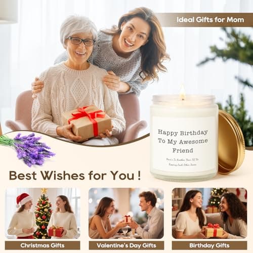 Birthday Gifts for Women, Unique Friendship Birthday Gifts, Funny Candles Gift Ideas for Womens, Best Friend, Her, Sister, Bestie, Lavender Scented Candle with Replaceable Stickers - Thumbnail 6