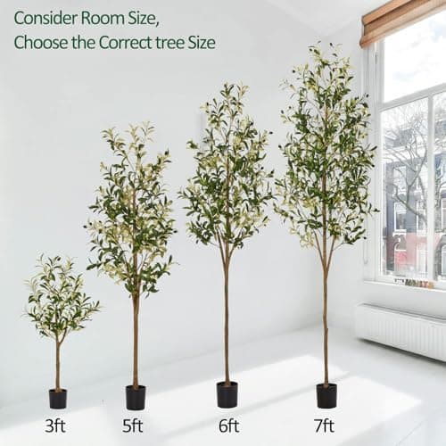 5ft Artificial Olive Trees Indoor, Faux Olive Tree 5 Feet Fake Plants with Realistic Leaves Olive Silk Tree Home Bedroom Housewarming Gifts - Thumbnail 5