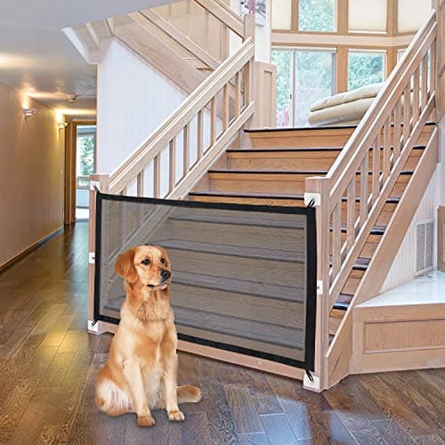 NWK Magic Dog Gate for Stairs Pet Gate for The House Providing a Safe Enclosure for Pets to Play and Rest, 6 Hooks Design (30'' X 30'') - Image 1