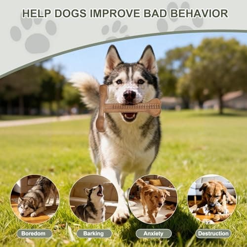 JoviQ Dog Chew Toy for Aggressive Chewers T-Shaped Tough Dog Bone Toys for Small Medium Large Breed to Keep Them Busy (Medium/Large-Under 60LBS, Bacon Flavored) - Thumbnail 6