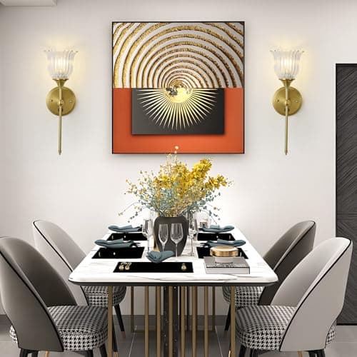 BOXCUPIN Modern Wall Sconces with Clear Flower Glass Shade 1 Pack, Mid Century Bathroom Vanity Wall Light Fixtures Gold Vintage Wall Lights with Switch for Mirror Bedroom Living Room - Thumbnail 2