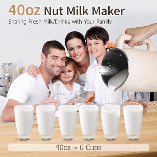 Dandoulai 8 in 1 Nut Milk Maker Machine, 40oz Homemade Almond, Soy, Oat, Coconut, Yogurt and Non Dairy Beverages, Automatic Soybean Blender Machine with Delay Setting, Keep Warm, Self-Cleaning - Thumbnail 2