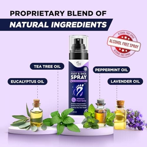 Foot Cure Shoe Deodorizer Spray - Tea Tree | Lavender Shoe Deodorizer for Smelly Feet, Athletes Foot Spray Odor Eliminator and Sweat Control | Removes, Controls & Prevents Odors - 120ml Made in USA - Thumbnail 3