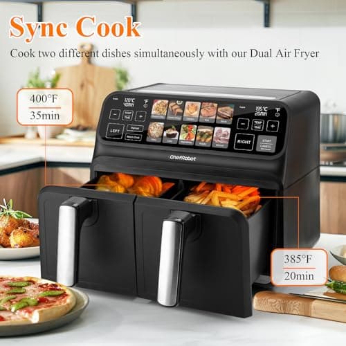 ChefRobot Dual Air Fryer 8 Quart TFT Touch Screen Non Toxic for Family Size/Kitchen/RV - Thumbnail 2