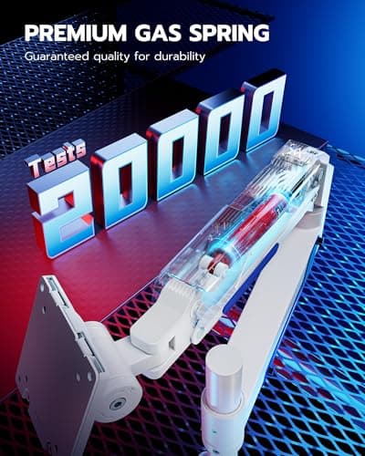 ARES WING CoreArm Single Monitor Mount, Ultrawide Monitor Arm for 24 to 57'' Heavy Duty Curved Screen, Adjustable Gas Spring Monitors Arm Stand up to 66LBS with 75/100/200 Vesa Mount, White - Thumbnail 6