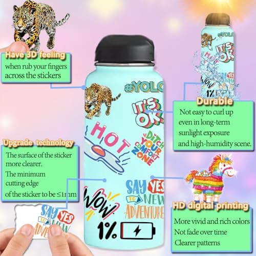 XIFUNNYSTK 300Pcs Transparent Stickers for Kindle Water Bottles Laptop Waterproof Decal for Scrapbook Luggage Phone Sticker for Teens School Students Gifts Classroom Party Favors Decoration Crafts - Thumbnail 3