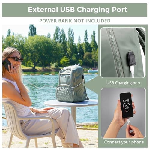 Swissdigital Design Travel Backpack for Women, 15.6 inch Laptop College Grayish Medium Simple Modern Backpacks for School with USB Charging Port for Womens Girls | SD1711-27 - Thumbnail 2