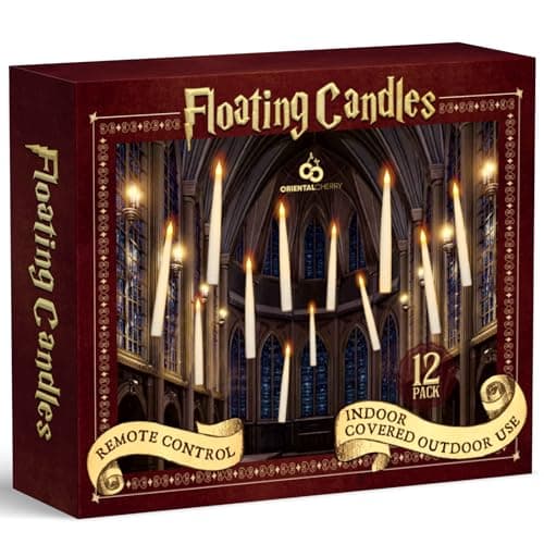 ORIENTAL CHERRY Halloween Decorations - Floating LED Candles with Remote Control -12Pcs Magic Witch Wizard Christmas Decor for Indoor Home Room Classroom Bedroom Birthday Party (with Common Remote) - Thumbnail 6
