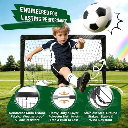 Kids Soccer Goal Set for Backyard – 4x3FT Portable Soccer Nets (Set of 2) with Ball, Scoreboard, Agility Ladder, Cones & Target Nets – Indoor Outdoor Soccer Training Equipment for Kids, Boys & Girls - Thumbnail 4