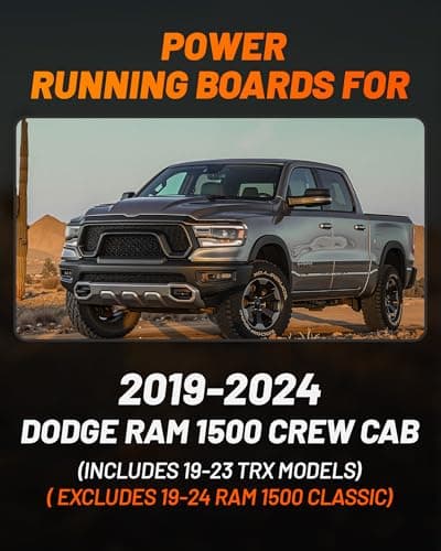 WOLFBOX Power Running Boards for Dodge RAM 1500 Crew CAB 2019-2026, Automatic Electric Retractable Side Steps with LED Lights, Plug-N-Play Waterproof Motor - Thumbnail 2