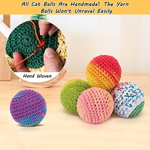 Retro Shaw Cat Toys Balls, Yarn Cat Ball with Bell Inside, Kitten Toys for Indoor Cats Kitty, Interactive Cat Nip Chew Toys for All Pet Breed 6 Pack - Thumbnail 4