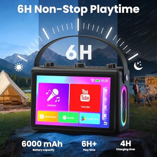 Karaoke Machine for Adults, Built-in 10.1" HD Lyrics Screen, Supports WiFi Bluetooth HDMI USB and TF, Portable Karaoke Player with 2 Wireless Microphones for Home Party Family Gathering - Thumbnail 5