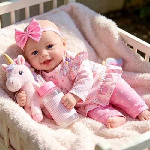EKOKIZ Lifelike Reborn Baby Doll - 17 Inch Realistic Soft Body Newborn Baby Dolls Girl that Look Real with Clothes and Accessories, Gift for Kids Age 3+ Birthday, Pretend Play - Image 1