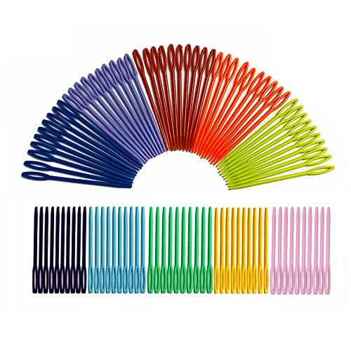 300 Pcs Plastic Sewing Needles, iFergoo 150 Pcs 3.5" Colorful Large Eye Crafts Needles and 150 Pcs 2.75" Kids Safety Learning Needles for DIY Sewing Handmade Crafts, Kid Weave Education (300) - Thumbnail 6