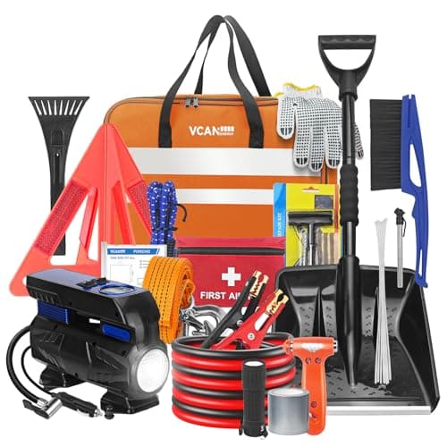 Car Emergency Kit with Portable Air Compressor, Winter Car Safety Roadside Assist Kit, Emergency Car Kit for Cars, Trucks