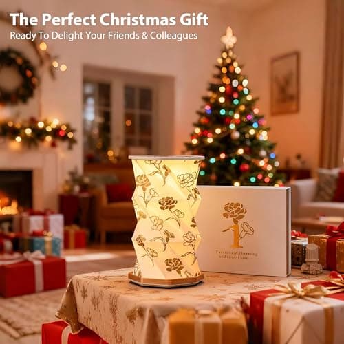 ZBOLE Birthday Flower Folding Rotating Lamp - January Carnation, Rechargeable Folding Paper Light, Elegant Gift Box – Ideal Anniversary, Birthday Gift for Women, Mom, Sister, Grandma-White - Thumbnail 6