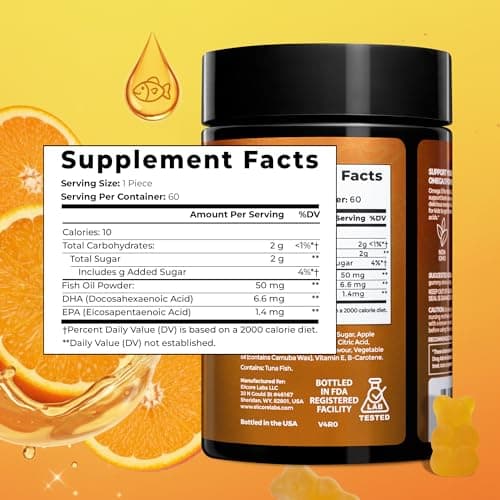 ELICORE Kids Omega 3 Gummies – Fish Oil for Kids Orange Flavor – Omega 3 Gummies for Children – No Fish Burps – Brain, Eye & Immune Support – 2 Month Supply - Thumbnail 3