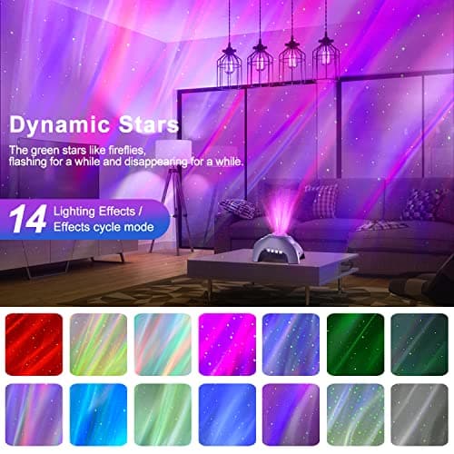 CIMELR Star Projector, Northern Galaxy Aurora Lights Projector with 33 Light Effects Bluetooth Speaker & White Noise, Remote Control Night Light for Bedroom, Room Decor, Gift for Kids Adults (Grey) - Thumbnail 2