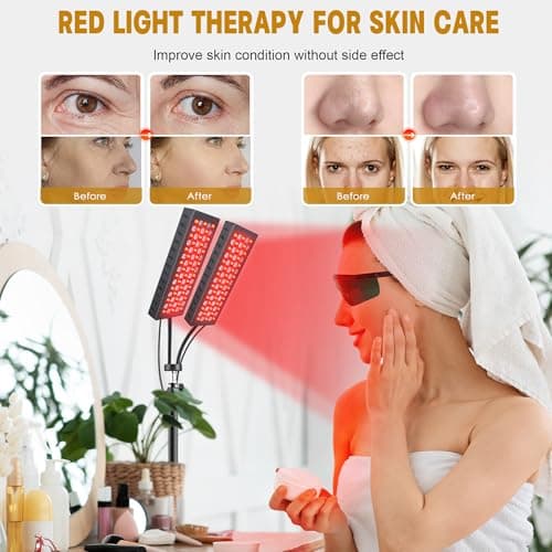 Red Light Therapy for Body, 55W Dual-Headed Infrared Light Therapy Lamp Device with Stand for Face 660nm Red Light & 850nm Near Infrared Light for Skin Joint Care, FSA or HSA Eligible - Thumbnail 6