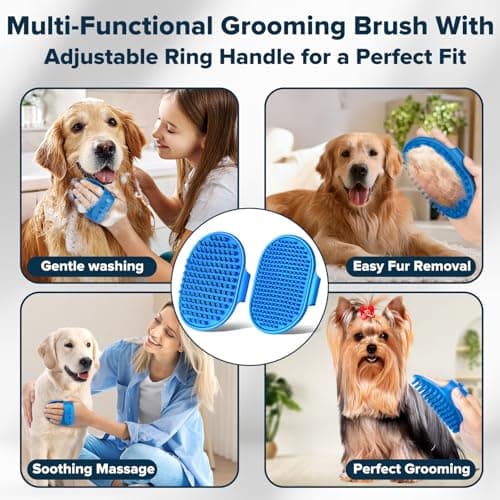 Augwind 6PCS Pet Grooming Kit for Dogs,Cats and Horses | Dog Washing Gloves | Dog Bath Brush | Dog Bath Gloves | Dog Shampoo Brush | Pet Grooming Gloves | Dog Bath Supplies (Navy Blue) - Thumbnail 5