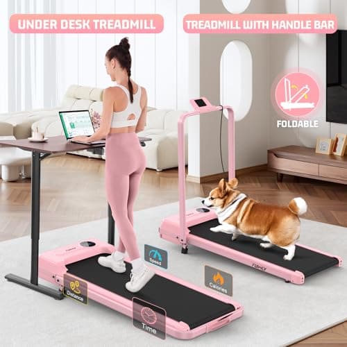 FUNMILY Foldable Walking Pad with Handle Bar, 4 in 1 Under Desk Treadmill with Incline, 2025 Upgraded Smart Folding Treadmill for Home/Office, Ultra-Quiet - Thumbnail 3
