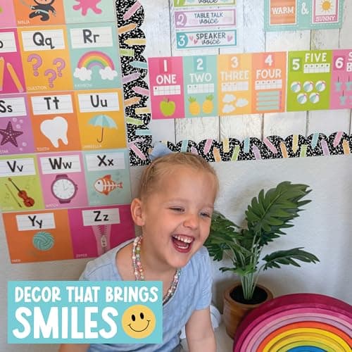 50ft Bulletin Board Borders Trim - Classroom Borders for Bulletin Board Decorations, Teacher Supplies for Classroom Decor Preschool, Kindergarten & Elementary, Crayon Scalloped Boarders - Thumbnail 3