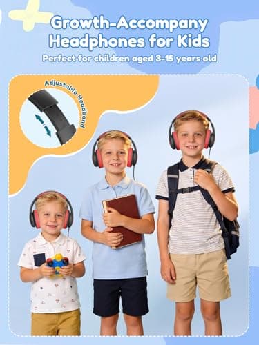 acer Kids Headphones Wired for School - Over Ear Design, 85/94dB Safe Volume Limit, 3.5mm Jack Foldable Headphones for Toddler Boys Girls Classroom Yoto Player Chromebook Travel Black Red - Thumbnail 6