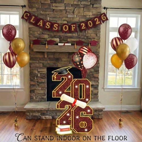 2026 Graduation Decorations - 3.5FT Large Class 2026 Graduation Yard Sign Yard Decorations Congrats Graduation Lawn Signs 2026 Grad Yard Signs with Stakes for Outdoor Indoor Congrats Graduation Party Decoration Supplies - Thumbnail 5