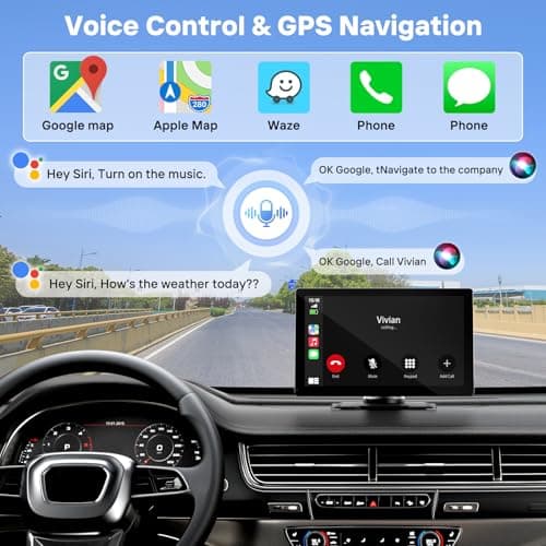 9" Wireless Apple Carplay Screen for Car with 4K Dash Cam, Portable Apple Carplay & Android Auto with 1080p Backup Camera DVR, Voice Control/GPS Navigation/Mirror Link/BT - Thumbnail 3