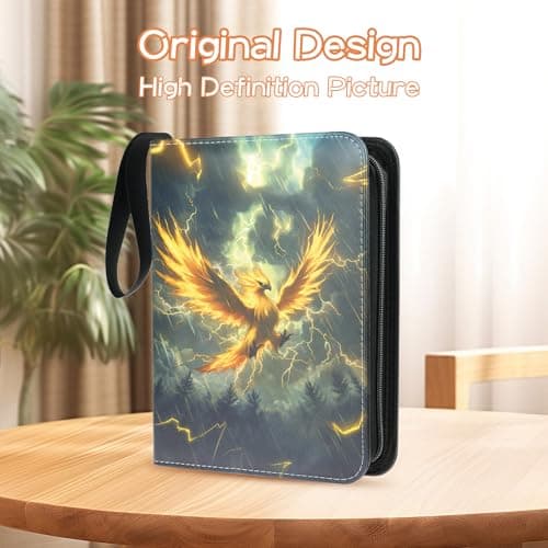 Trading Card Binder 4 Pocket, Fits 400 Cards with 50 Removable Sleeves, Portable TCG Album Folder for Standard Size Game Cards, Sports Card Holder Book for Collectors, Stormwing - Thumbnail 4