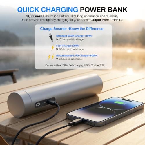 Datop for Starlink Mini Battery Mount,30,000 mAh with Battery Pack 20V 5A Output,Starlink Mini Power Bank Adjustable Tripod Stand，LED Power Indicator, Type-C Charging Port，for Outdoor & RV Camping - Thumbnail 6
