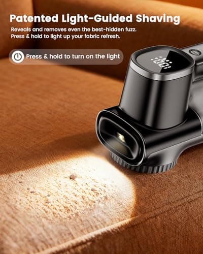 JFNRR Home Large Lint Remover Fabric Shaver - Rechargeable with LED Display, 3D 6-Blade, 180min Runtime, Large Transparent Bin, Zero Damage for Clothes/Sofa/Bedding - Thumbnail 4