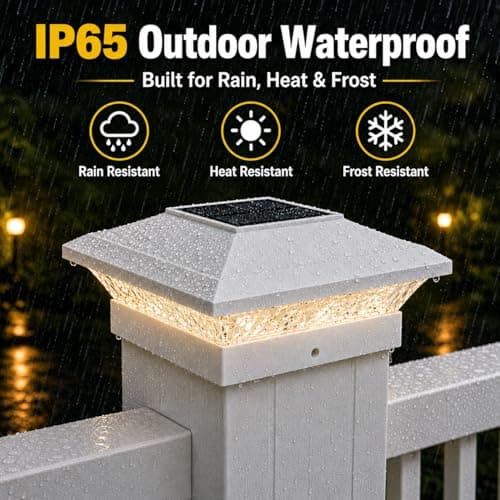 T-SUN 4x4 Solar Post Cap Lights Outdoor 12 Pack, Warm White LED Fence Post Solar Lights Fit for 4x4 Vinyl Posts, Waterproof Deck Light Solar Powered for Garden Patio Gate Porch - Thumbnail 4