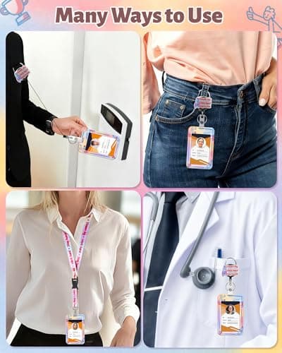 JroyJoy Inspirational ID Badge Holder with Lanyard & 360° Rotation Heavy-Duty Retractable Reel - Ideal for School ID Badge, Name Card, Work ID for Doctors, Nurses, Teachers, Students, Office Workers - Thumbnail 2