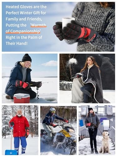 Heated Gloves with Battery,Women Heating Gloves,USB Electric Motorcycle Glove,Touchscreen Hand Warmers Rechargeable,Windproof &Waterproof for Outdoor Working Skiing Biking Cycling Hunting Fishing - Thumbnail 6